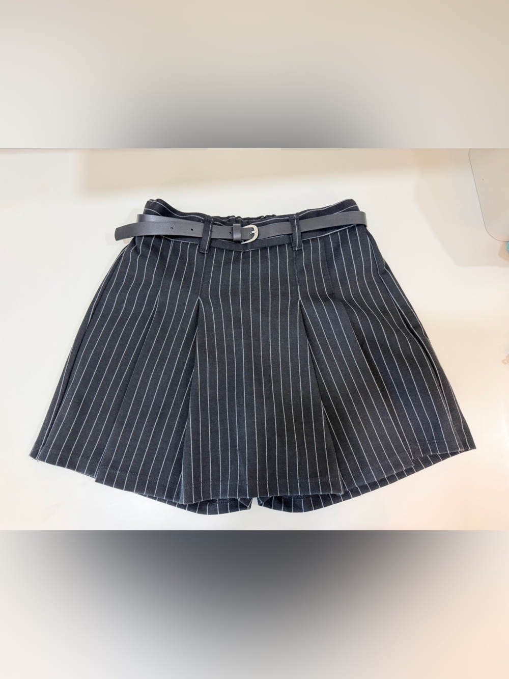Zara Black Pinstripe Skater Skirt with Slim Belt never used.